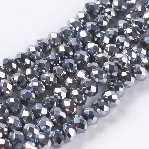 Faceted Rondelle Electroplate Glass Beads Strands