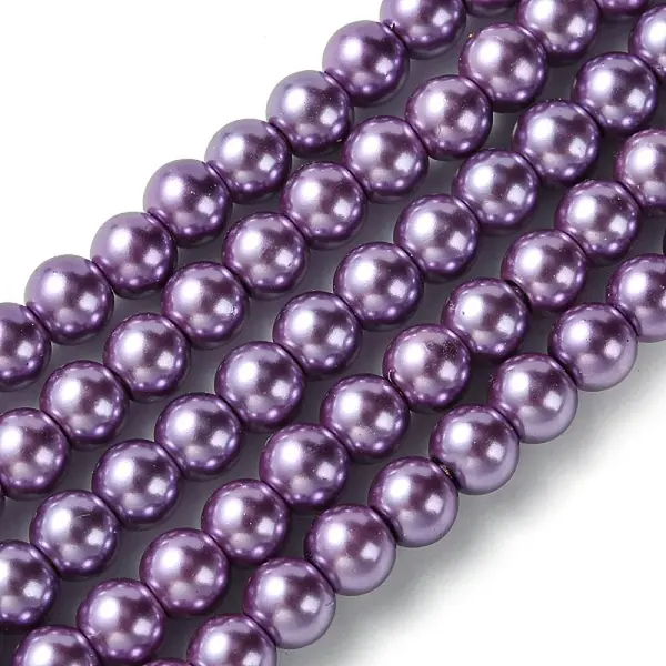 Eco-Friendly Dyed Glass Pearl Bead Strands