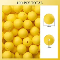 100Pcs Silicone Beads Round Rubber Bead 15MM Loose Spacer Beads for DIY Supplies Jewelry Keychain Making
