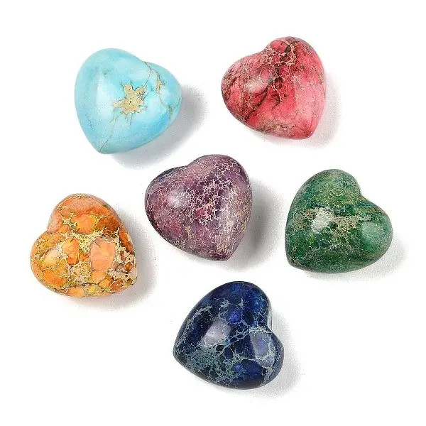 Dyed Natural Imperial Jasper Heart Palm Stone