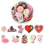 10Pcs 10 Styles Valentine's Day theme Food Grade Eco-Friendly Silicone Focal Beads