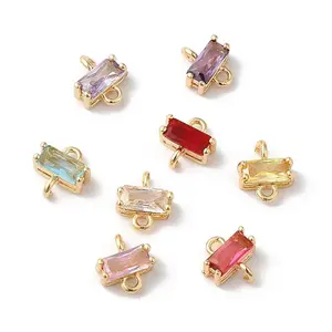 Brass Pave Glass Connector Charms