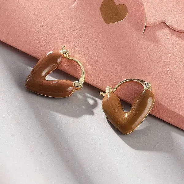 Brass Heart Hoop Earrings