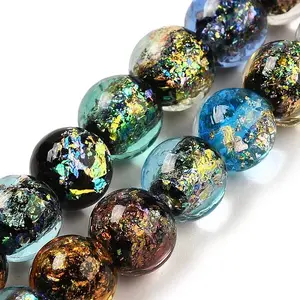 Handmade Dichroic Foil Glass Beads Strands