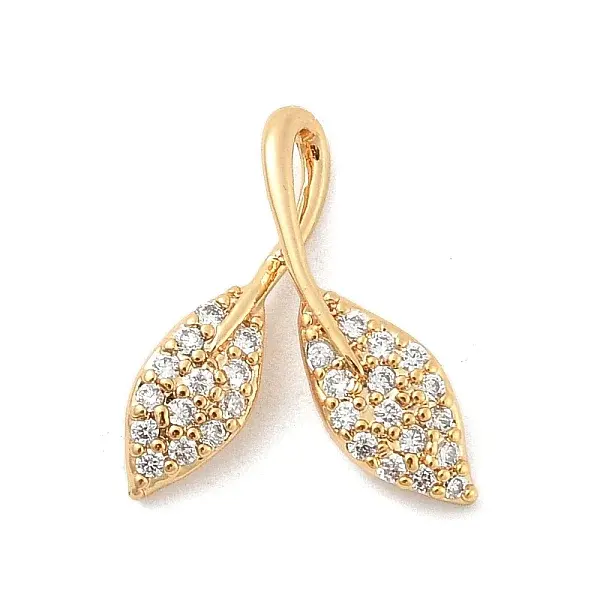 Brass Micro Pave Clear Cubic Zirconia Charms
