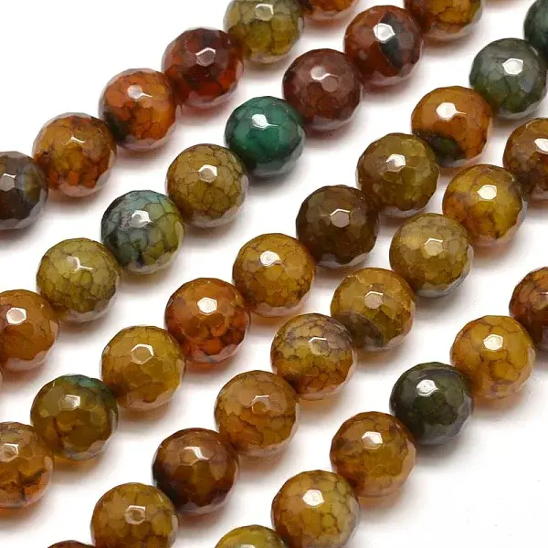 Dyed Natural Agate Faceted Round Beads Strands
