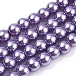 Baking Paint Pearlized Glass Pearl Round Bead Strands