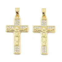 Crucifix Cross Brass Micro Pave Cubic Zirconia Pendants