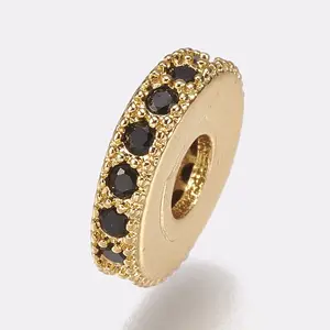 Brass Micro Pave Cubic Zirconia Bead Spacers