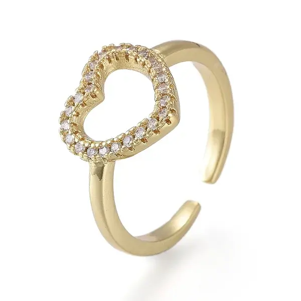 Brass Micro Pave Clear Cubic Zirconia Cuff Rings