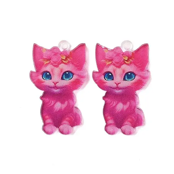 Kitten Theme Printed Acrylic Pendants