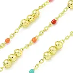 Brass Enamel Round Beaded Link Chain