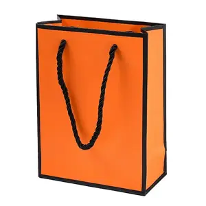 Rectangle Paper Bags with Twisted Rope Handles
