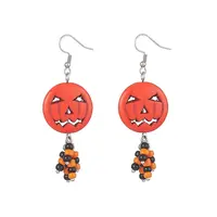 Synthetic Turquoise Pumpkin Dangle Earrings with Seed Beaded