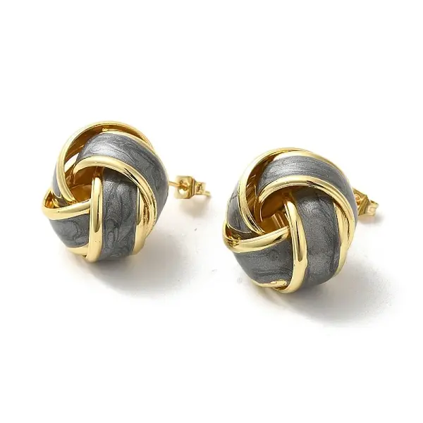 Real 18K Gold Plated Iron Enamel Stud Earrings for Women