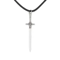 Alloy Sword Pendant Necklace with Waxed Cords