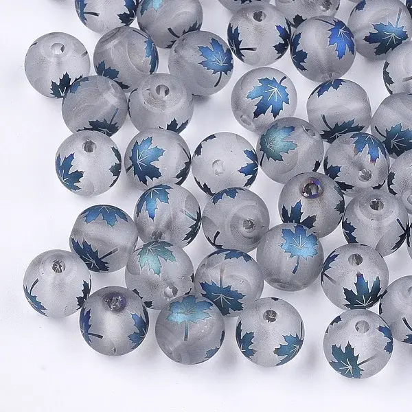 Autumn Theme Electroplate Transparent Glass Beads