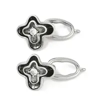 Brass Micro Pave Clear Cubic Zirconia Fold Over Clasps