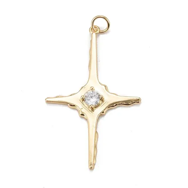 Brass Micro Pave Clear Cubic Zirconia Pendants