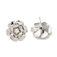 Rack Plating Brass Micro Pave Clear Cubic Zirconia Stud Earrings