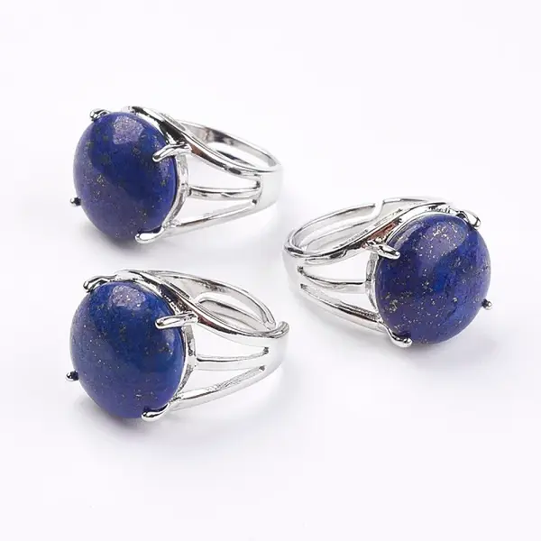 Adjustable Natural Lapis Lazuli Finger Rings