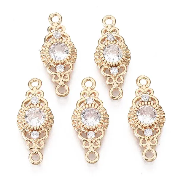 Brass Micro Pave Cubic Zirconia Links Connectors
