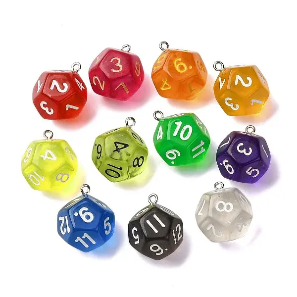 12 Facets Transparent Resin Pendants