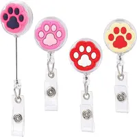 4 Pcs 4 Styles PVC Paw Badge Reel