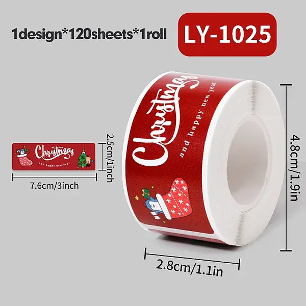 120 Christmas Theme Roll Stickers