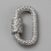 Brass Micro Pave Clear Cubic Zirconia Screw Carabiner Lock Charms