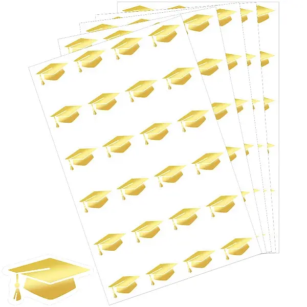 Graduation Caps Gold Foil Self-adhesive Stickers