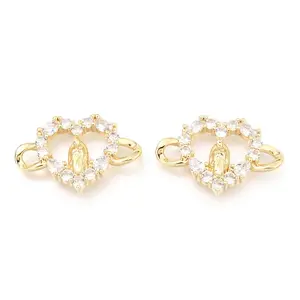 Brass Micro Pave Clear Cubic Zirconia Links Connectors