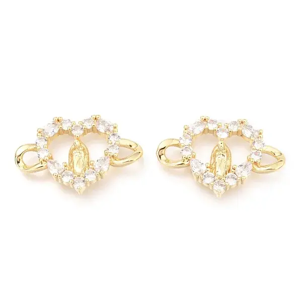 Brass Micro Pave Clear Cubic Zirconia Links Connectors