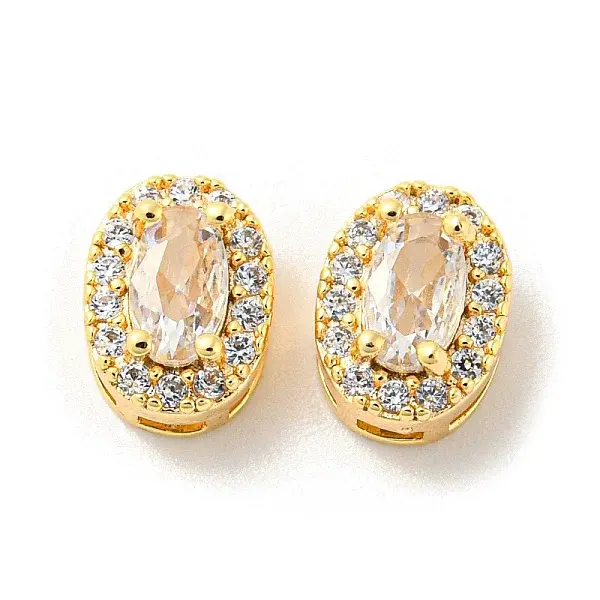 Brass Micro Pave Cubic Zirconia Beads