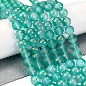 Frosted Transparent Glass Bead Strands