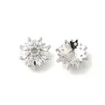 Flower Brass Clear Cubic Zirconia Bead Caps