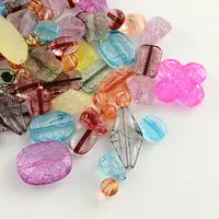 Mixed Crackle Style Transparent Acrylic Beads