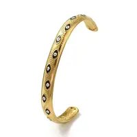 Adjustable Evil Eye 304 Stainlee Steel Enamel Open Cuff Bangles for Women Men