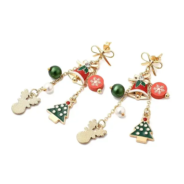 Christmas Theme Alloy Enamel Dangle Stud Earrings