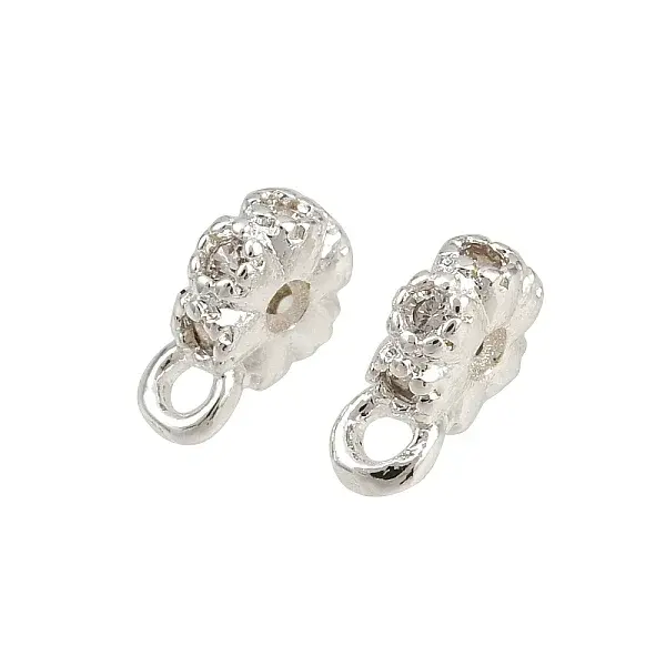 Brass Micro Pave Cubic Zirconia Tube Bails