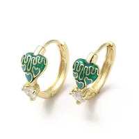 Real 18K Gold Plated Brass Heart Hoop Earrings