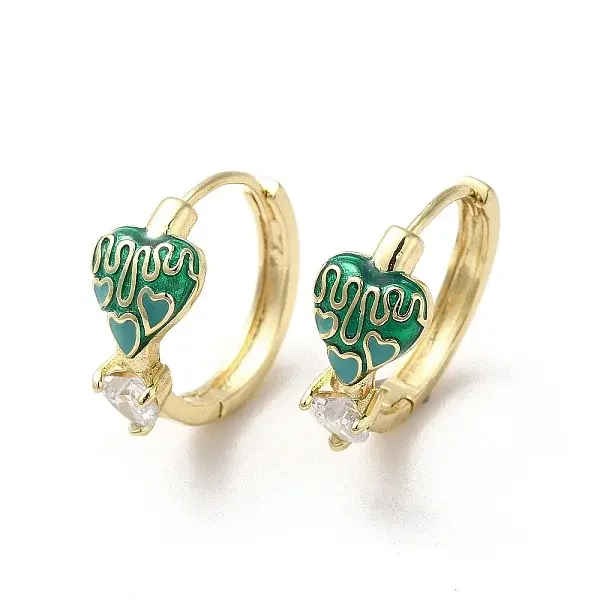 Real 18K Gold Plated Brass Heart Hoop Earrings