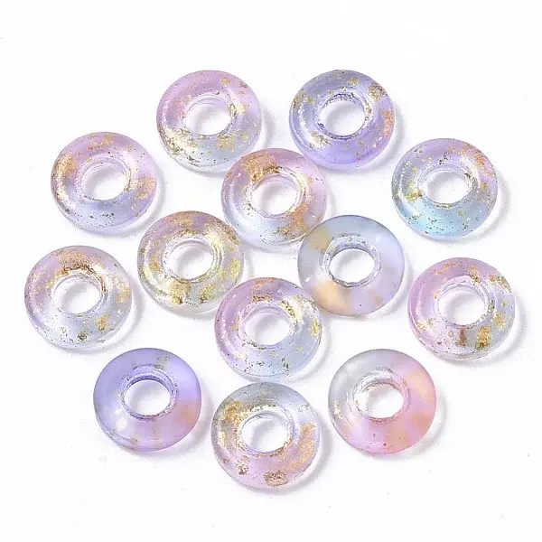 Transparent Spray Painted Glass European Beads