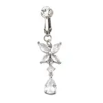 Brass Pave Clear Cubic Zirconia Clip on Belly Rings