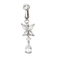 Brass Pave Clear Cubic Zirconia Clip on Belly Rings