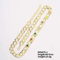 Colorful Star Brass Curb Chain Necklace