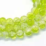 Baking Paint Transparent Crackle Glass Round Bead Strands