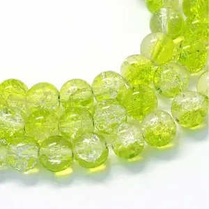 Baking Painted Transparent Crackle Glass Round Bead Strands