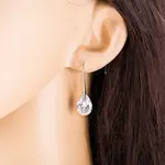 Platinum Tone Stainless Steel Dangle Earrings