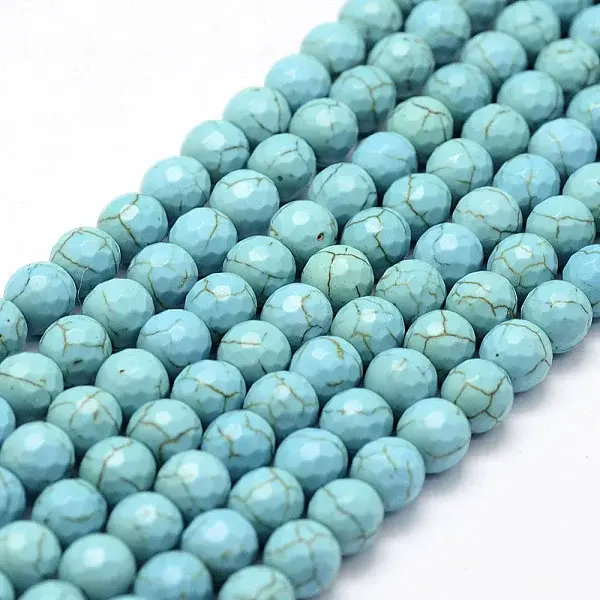 Faceted Synthetical Turquoise Beads Strands